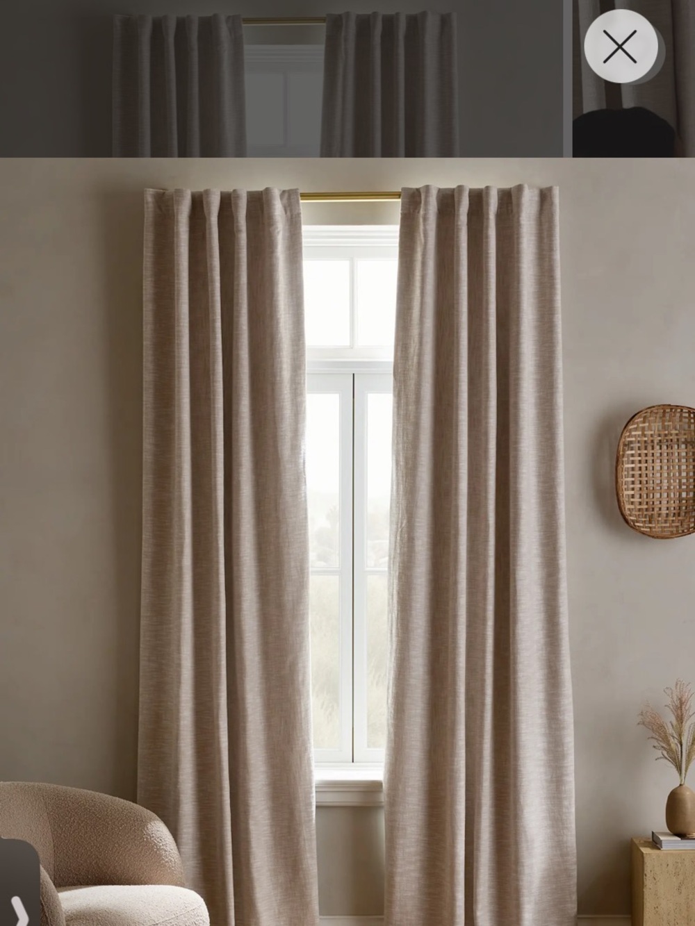 Quince Textured Cotton Oatmeal Curtain Panel 48”x108” room darkening NWOT
